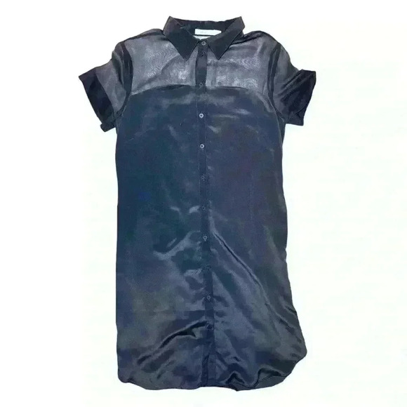 Bailey 44 Silk Mixed Media Shirt Dress Grey Small - Picture 1 of 7